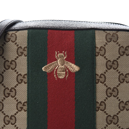Gucci GG Supreme Monogram Web Small Webby Bee Shoulder Bag Dark Brown 10 of 10