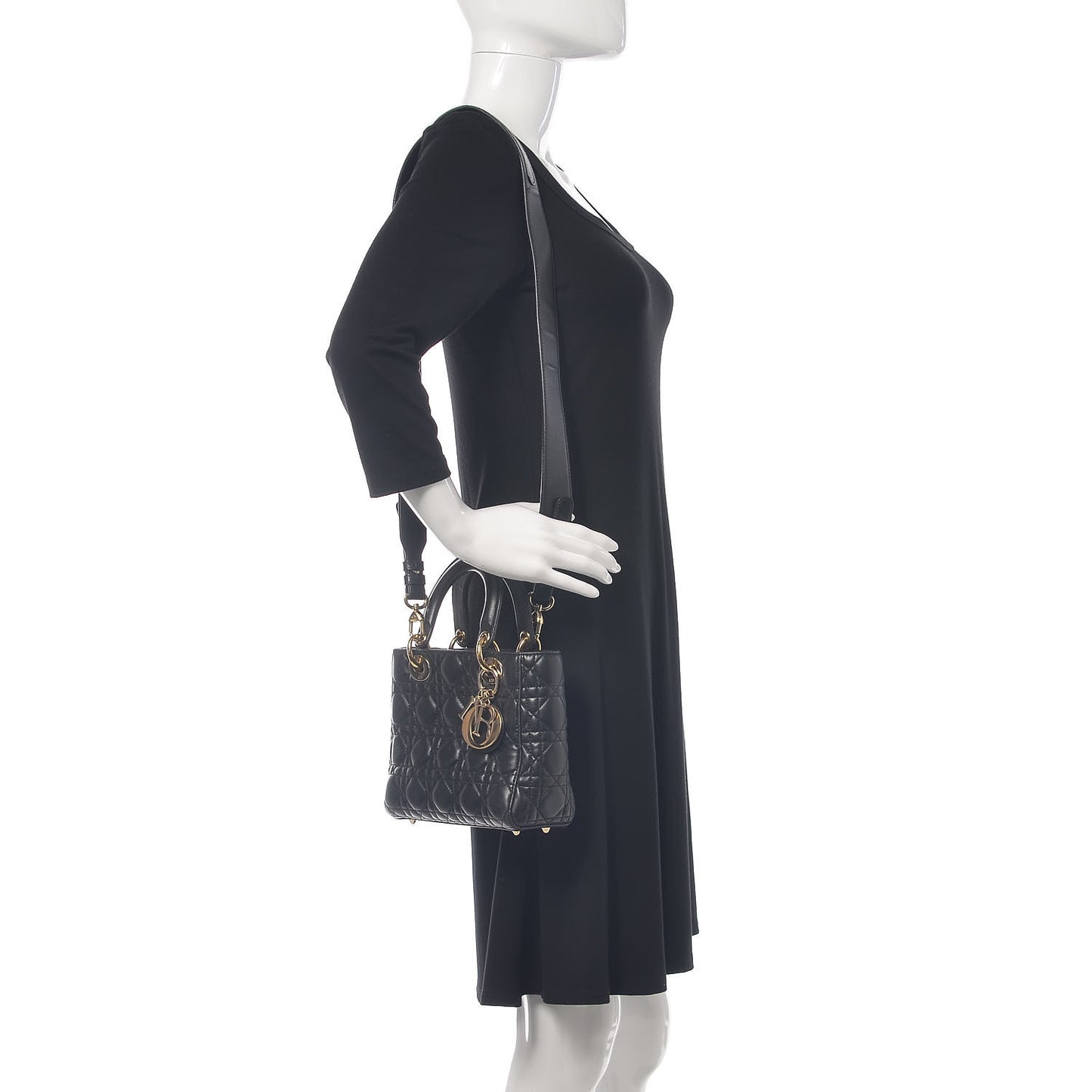 Lambskin Cannage Small Lucky Badges My Lady Dior Black