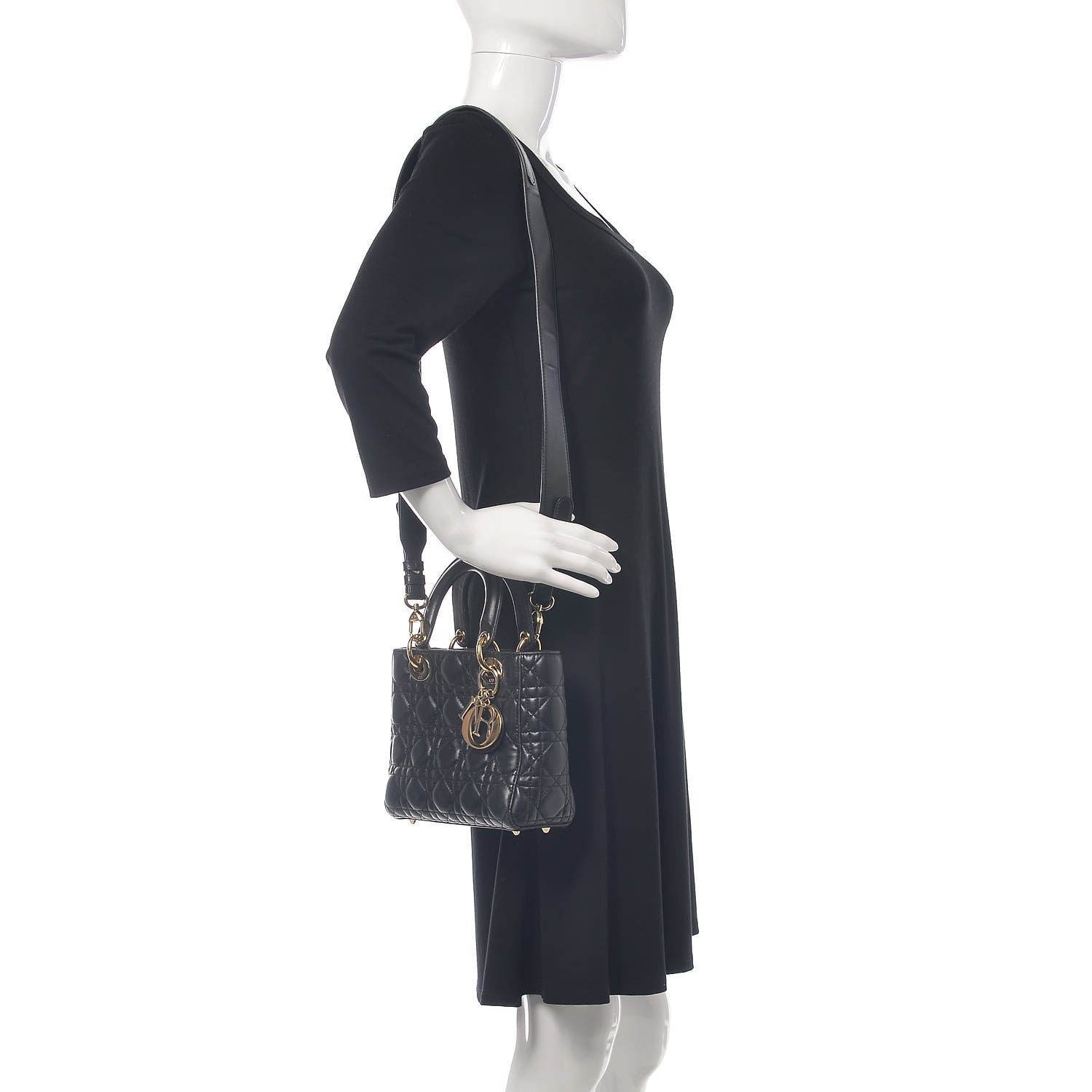 Christian Dior Lambskin Cannage Small Lucky Badges My Lady Dior Black 2 of 11