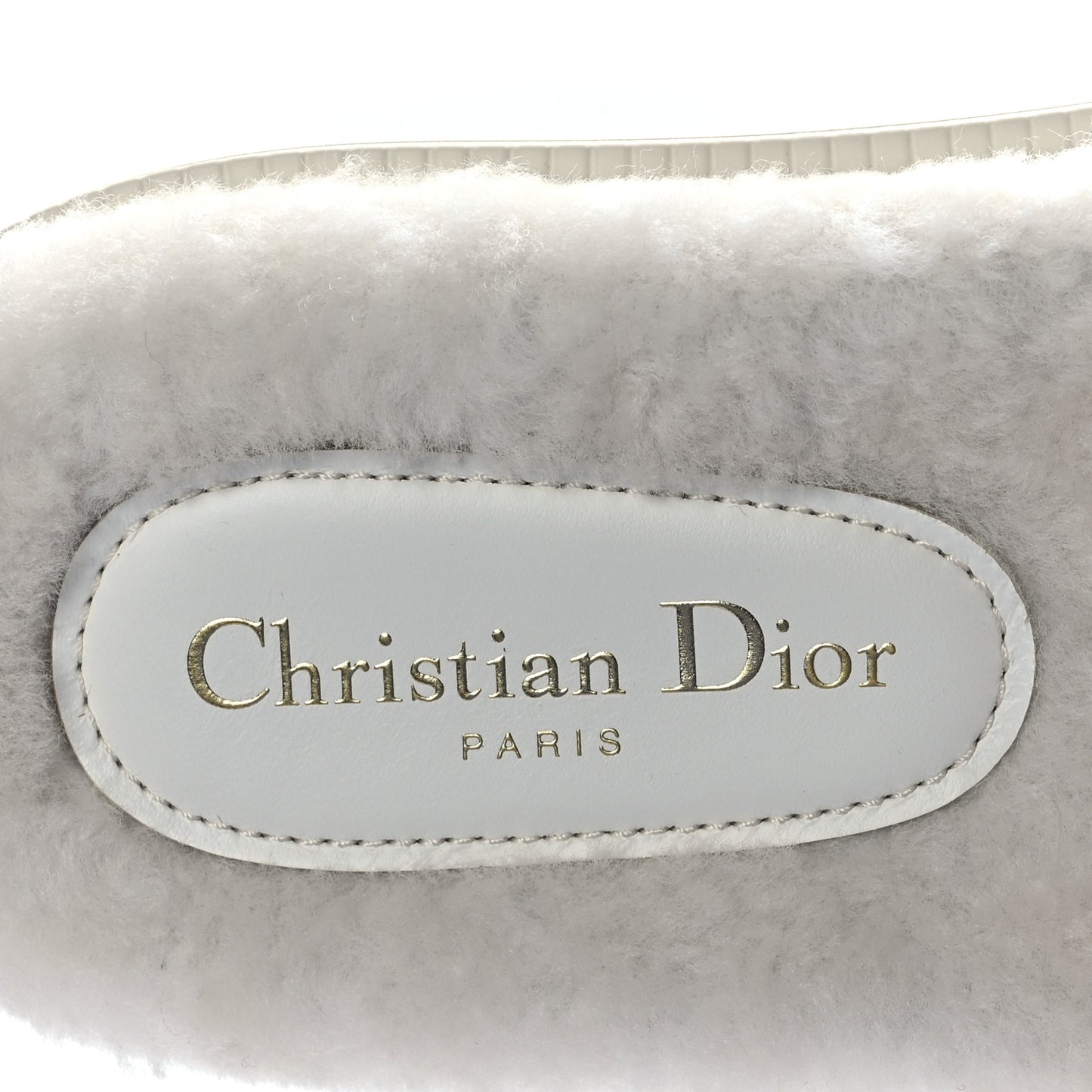 Shearling Canvas Lurex Embroidered Dway 10mm Slide Sandals 38.5 Natural Platinum