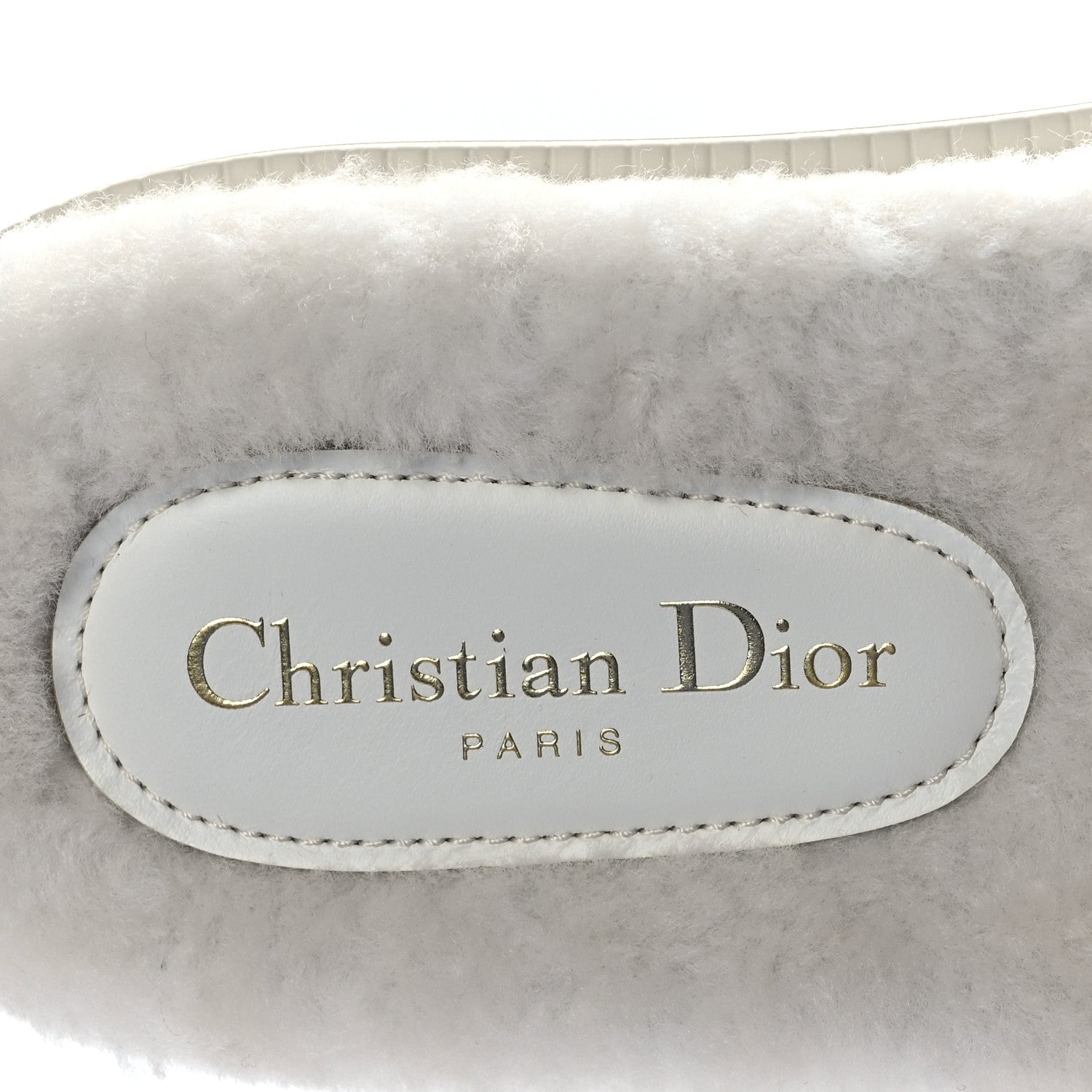 Christian Dior Shearling Canvas Lurex Embroidered Dway 10mm Slide Sandals 38.5 Natural Platinum 7 of 8