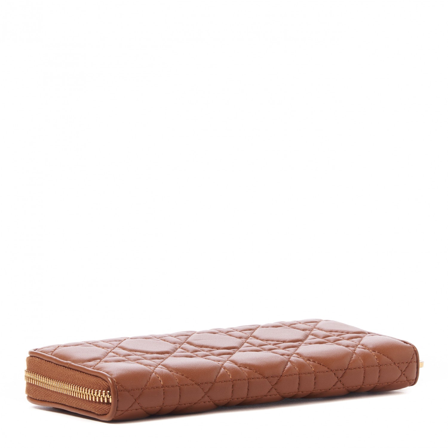 Christian Dior Lambskin Cannage Lady Dior Zip Wallet Tan 4 of 8
