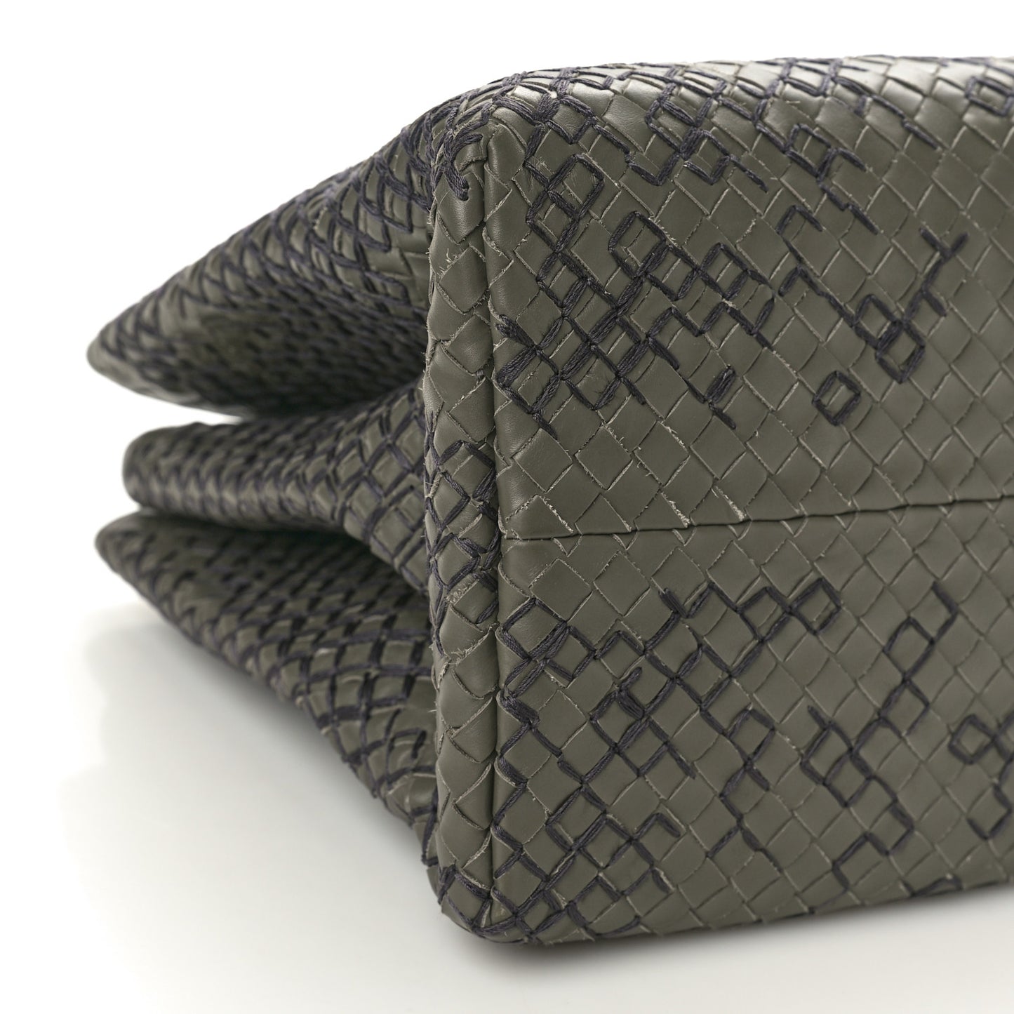 Nappa Intrecciato Stitched Medium Roma Tote Grey