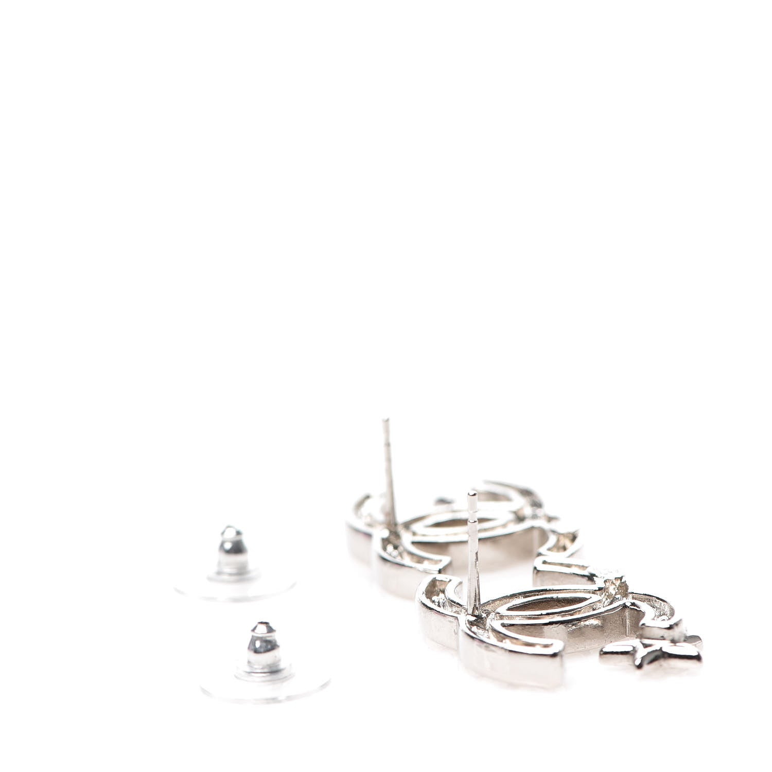 Chanel Crystal CC Starfall Earrings Silver 3 of 5