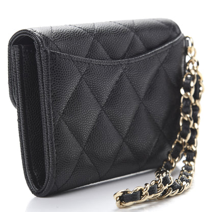 Chanel Caviar Quilted Flap Card Holder Chain Wristlet Black 3 of 9