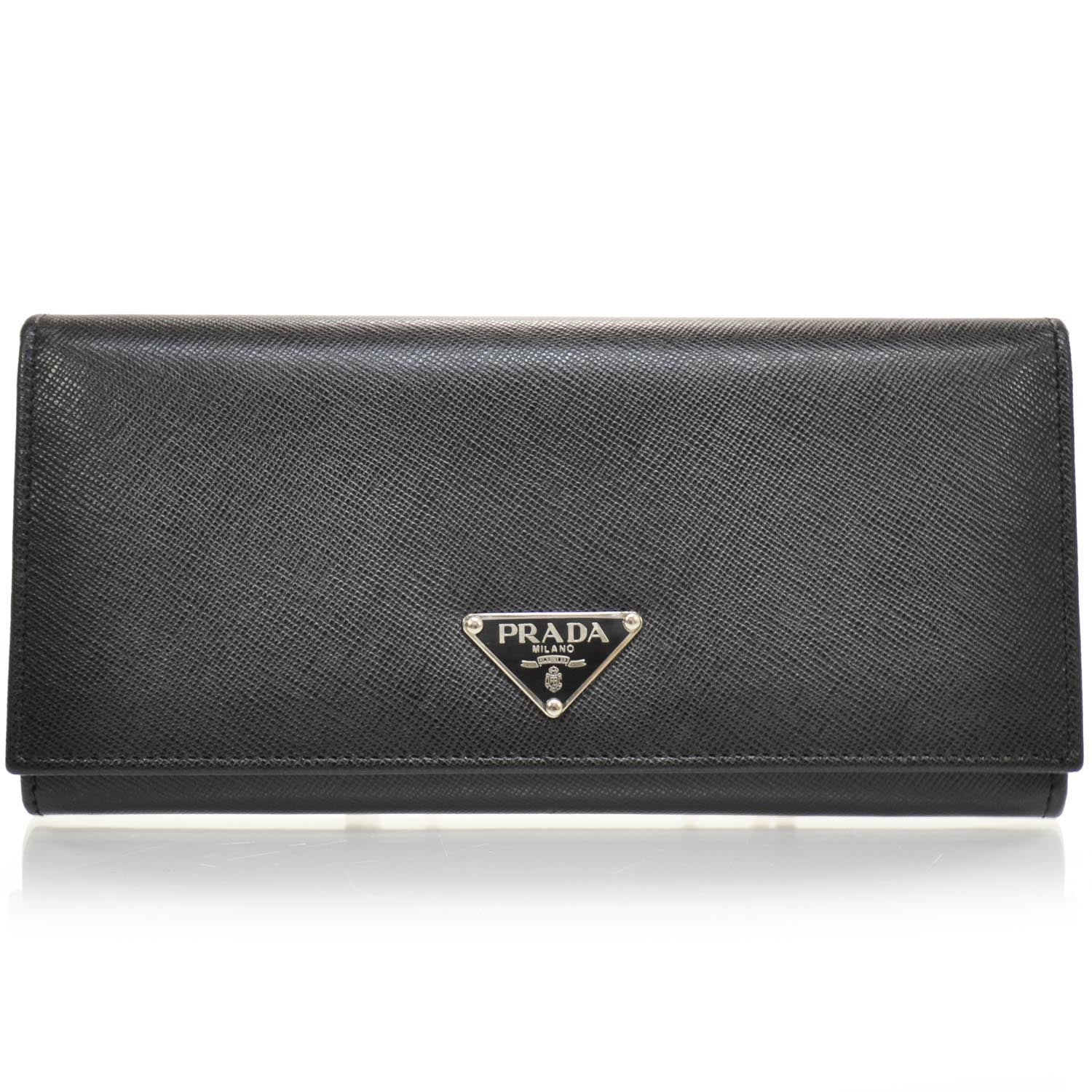 Prada Saffiano Continental Wallet Black 1 of 4