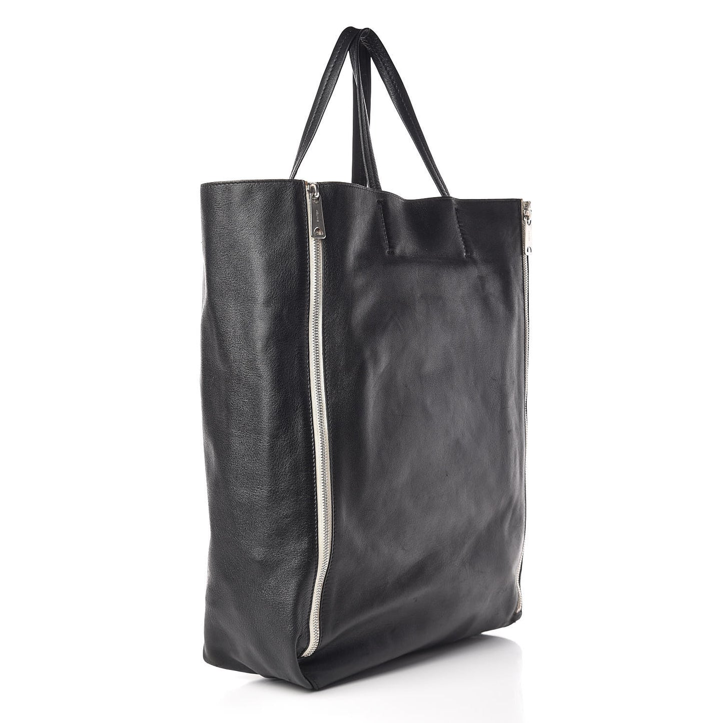 Smooth Lambskin Vertical Zip Cabas Black