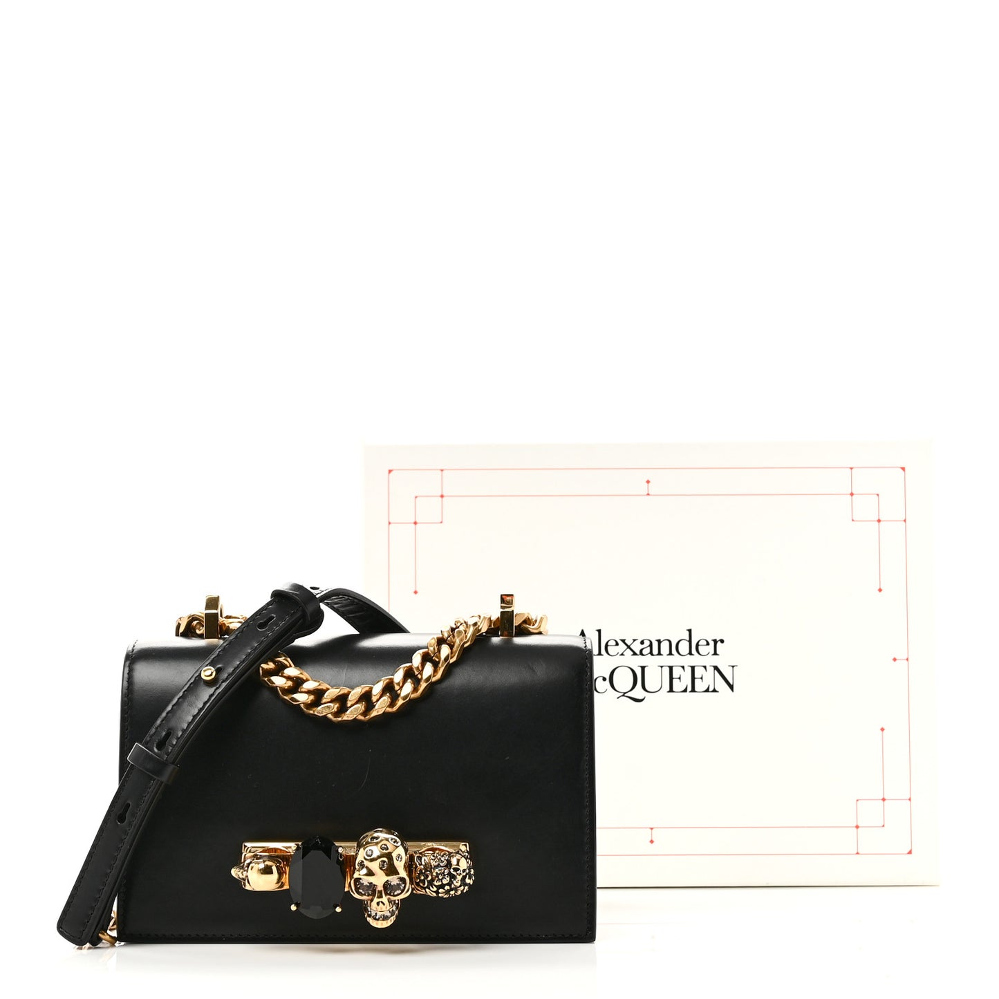 Calfskin Mini Jeweled Knuckle Satchel Black