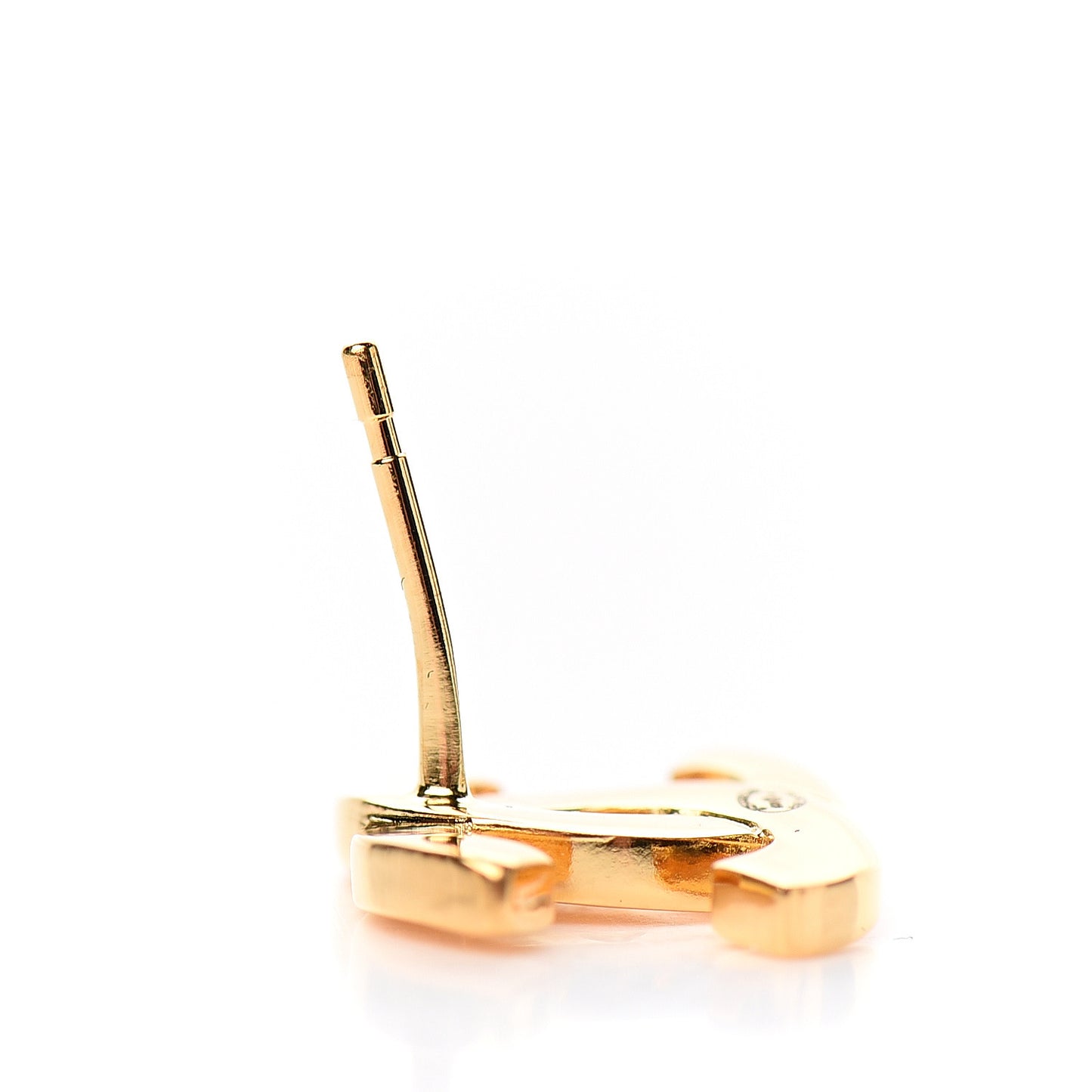 Metal CC Paris Button Stud Earrings Gold