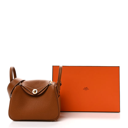 Hermes Taurillon Clemence Mini Lindy 20 Gold 8 of 8