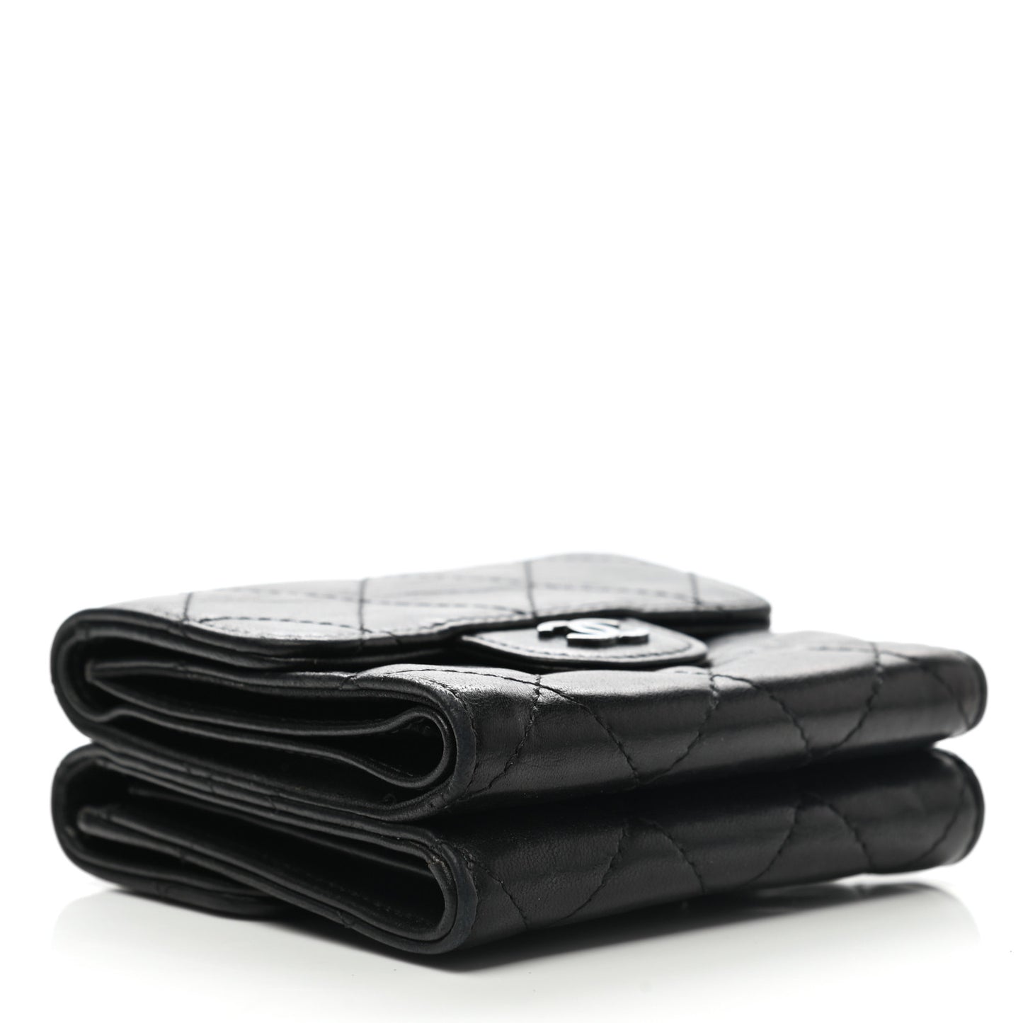 Lambskin Quilted Double Sided Wallet Black