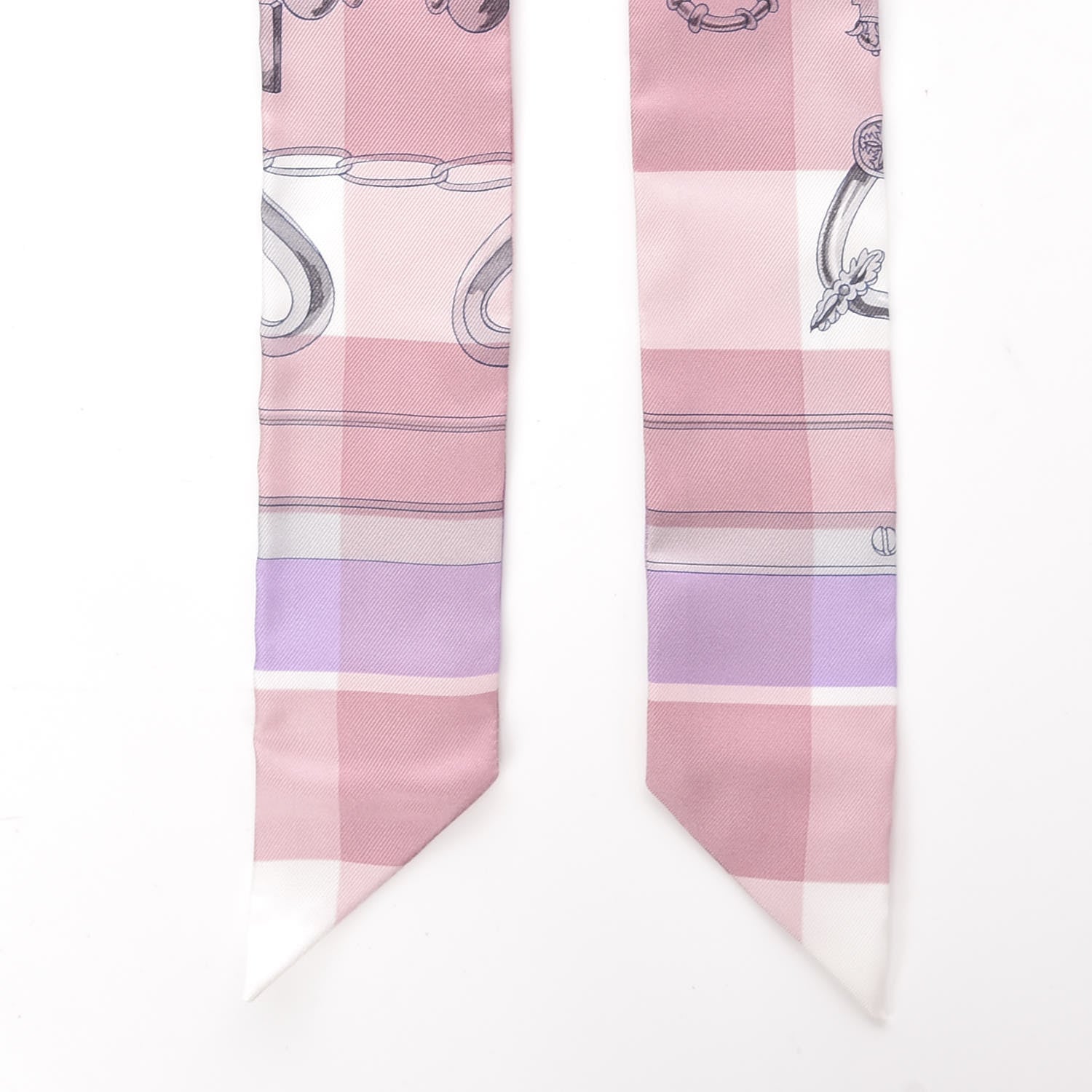 Hermes Silk Mors Et Gourmettes Vichy Twilly Parme Mauve White 5 of 5