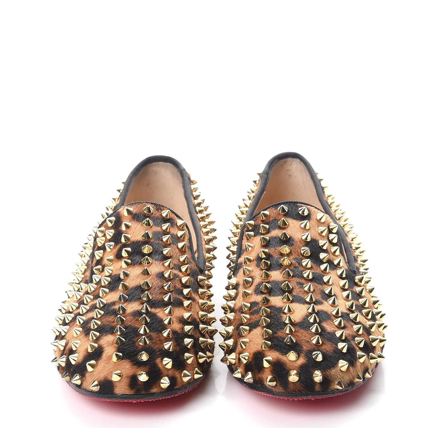Christian Louboutin Leopard Print Pony Hair Rolling Spikes Luxor Loafers Flats 40 2 of 12