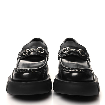 Gucci Magnum Calfskin Horsebit Mens Platform Lug Sole Loafers 8 Black 2 of 10