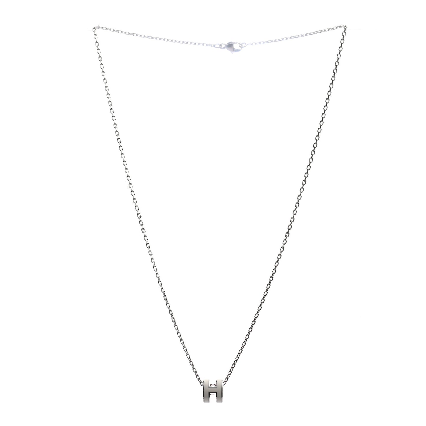 Lacquered Palladium Mini Pop H Pendant Necklace White