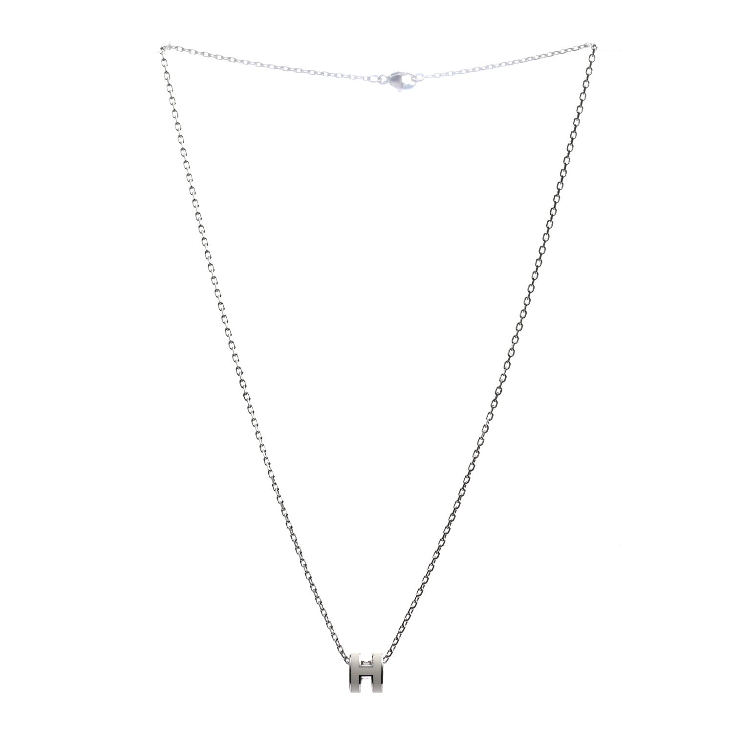Hermes Lacquered Palladium Mini Pop H Pendant Necklace White 3 of 5