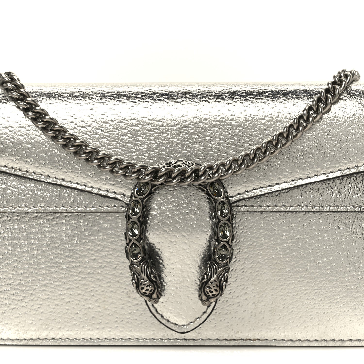 Gucci Metallic Calfskin Super Mini Dionysus Shoulder Bag Silver 7 of 10