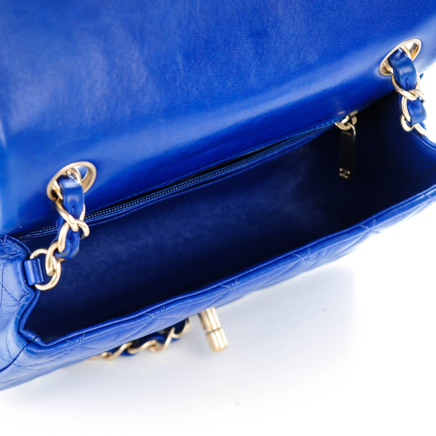Chanel Lambskin Quilted Mini Rectangular Flap Dark Blue 5 of 8