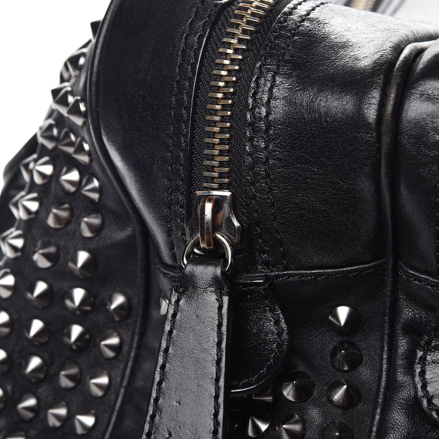 Prorsum Calfskin Studded Knight Satchel Black