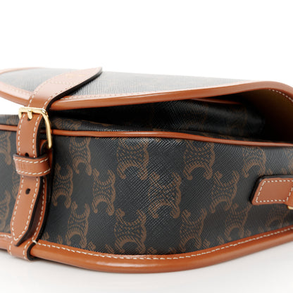 Celine Triomphe Canvas Medium Folco Bag Tan 11 of 12