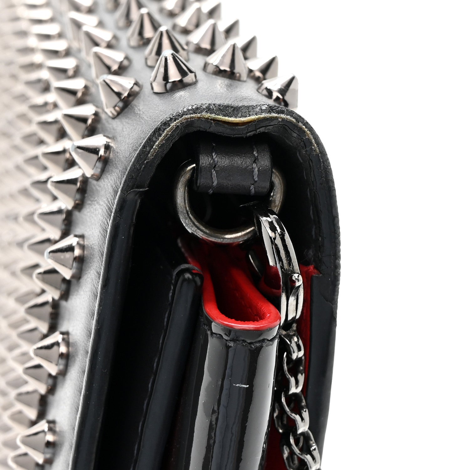 Christian Louboutin Calfskin Patent Spikes Paloma Clutch Black 10 of 10
