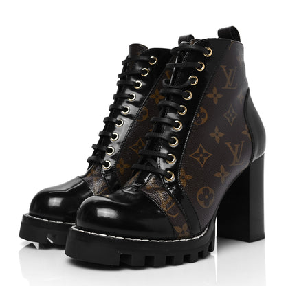 Louis Vuitton Patent Calfskin Monogram Star Trail Ankle Boots 38 Black 3 of 6