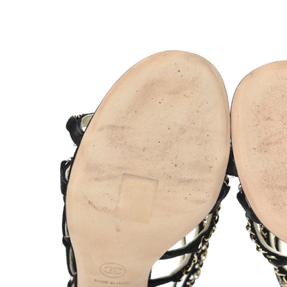 Chanel Suede Chain Sandals 38 Black 8 of 10