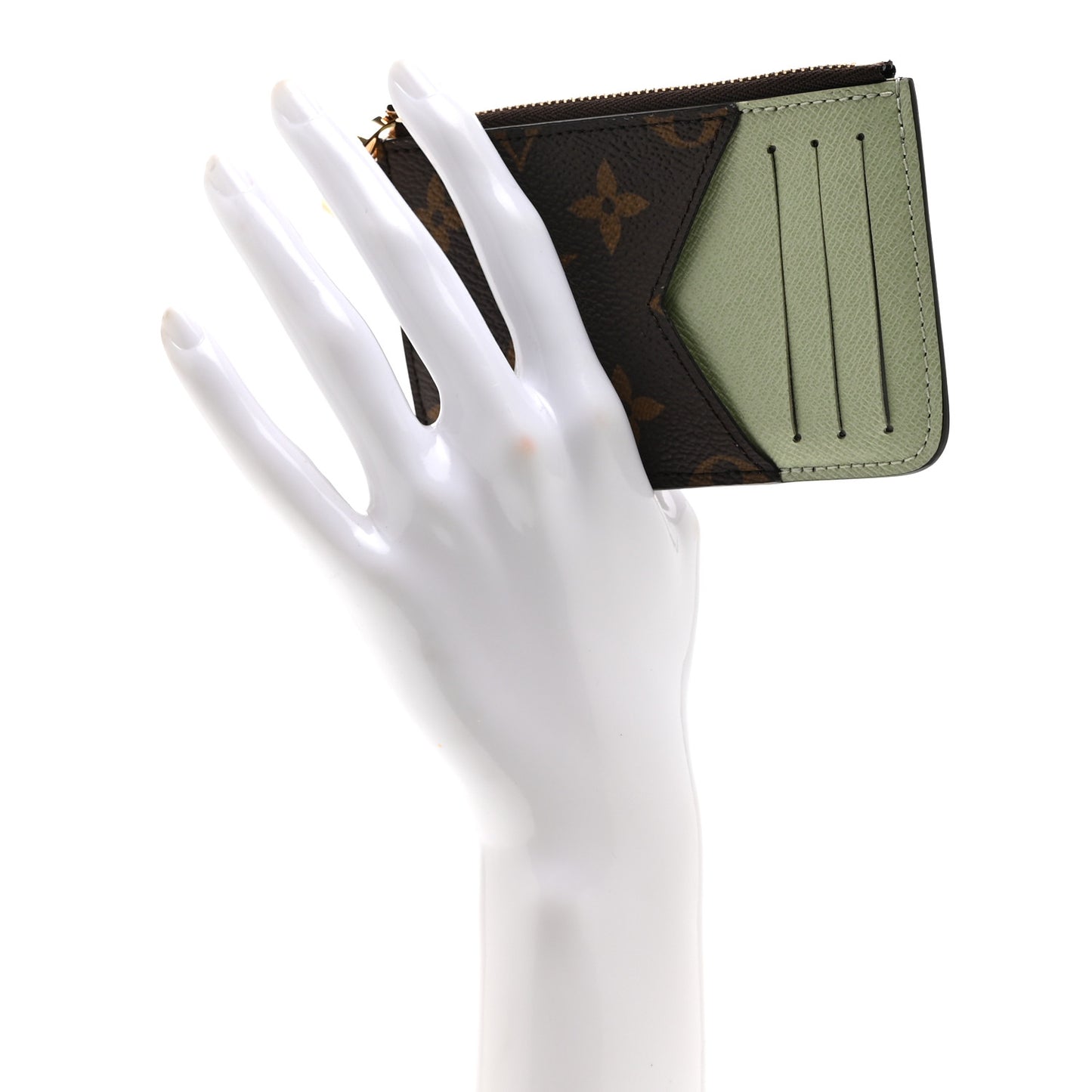 Monogram Zipped Romy Card Holder Matcha