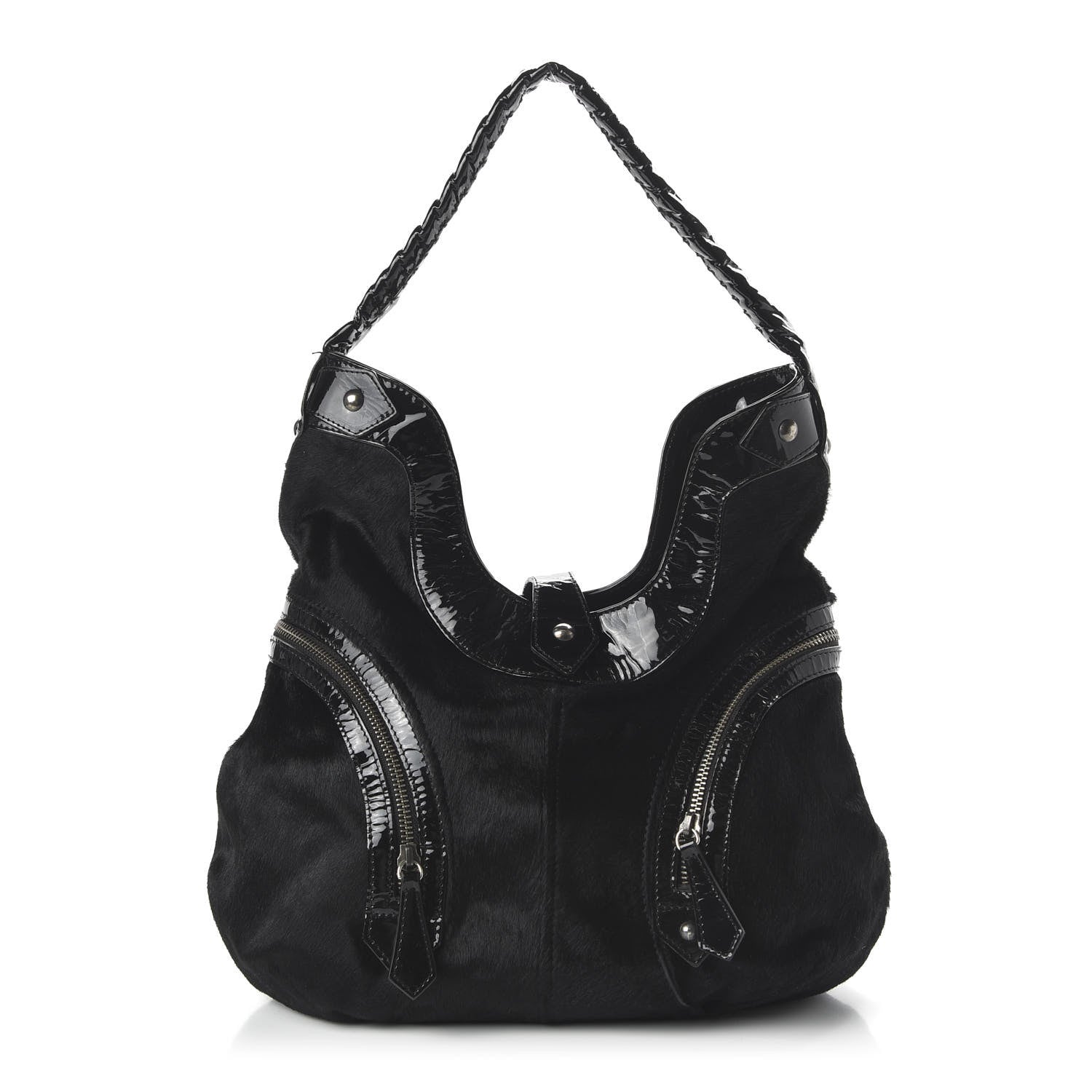 Christian Louboutin Pony Hair Patent Hobo Black 1 of 9