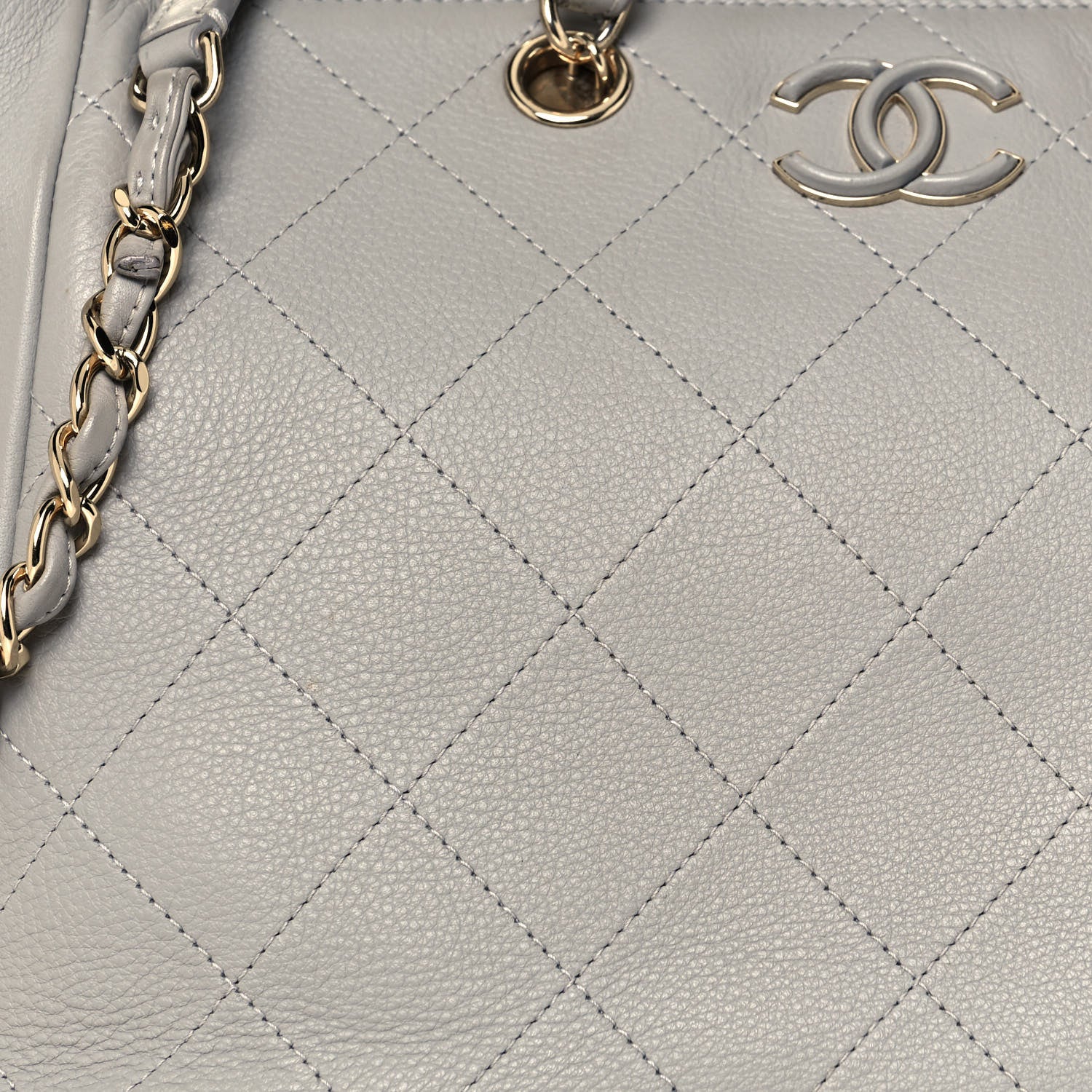 Chanel Bullskin Stitched Medium Shopping Bag Grey 8 of 16