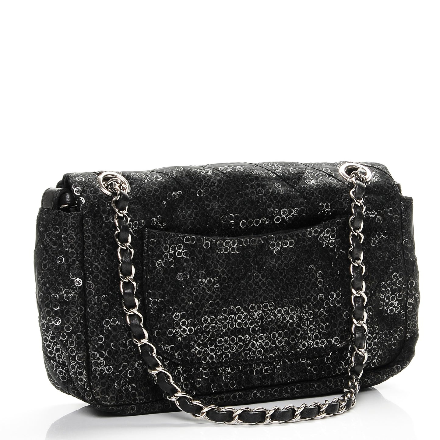 Sequin Mesh Medium Single Flap Black