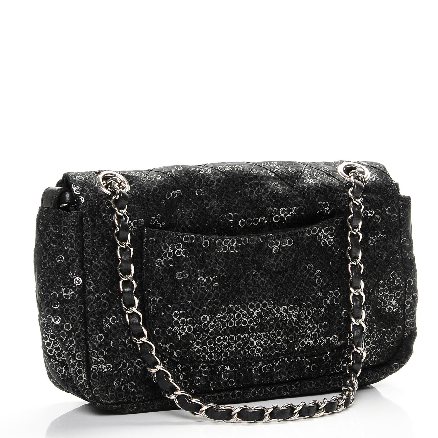 Chanel Sequin Mesh Medium Single Flap Black 3 of 7