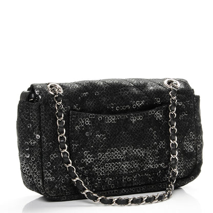 Chanel Sequin Mesh Medium Single Flap Black 3 of 7