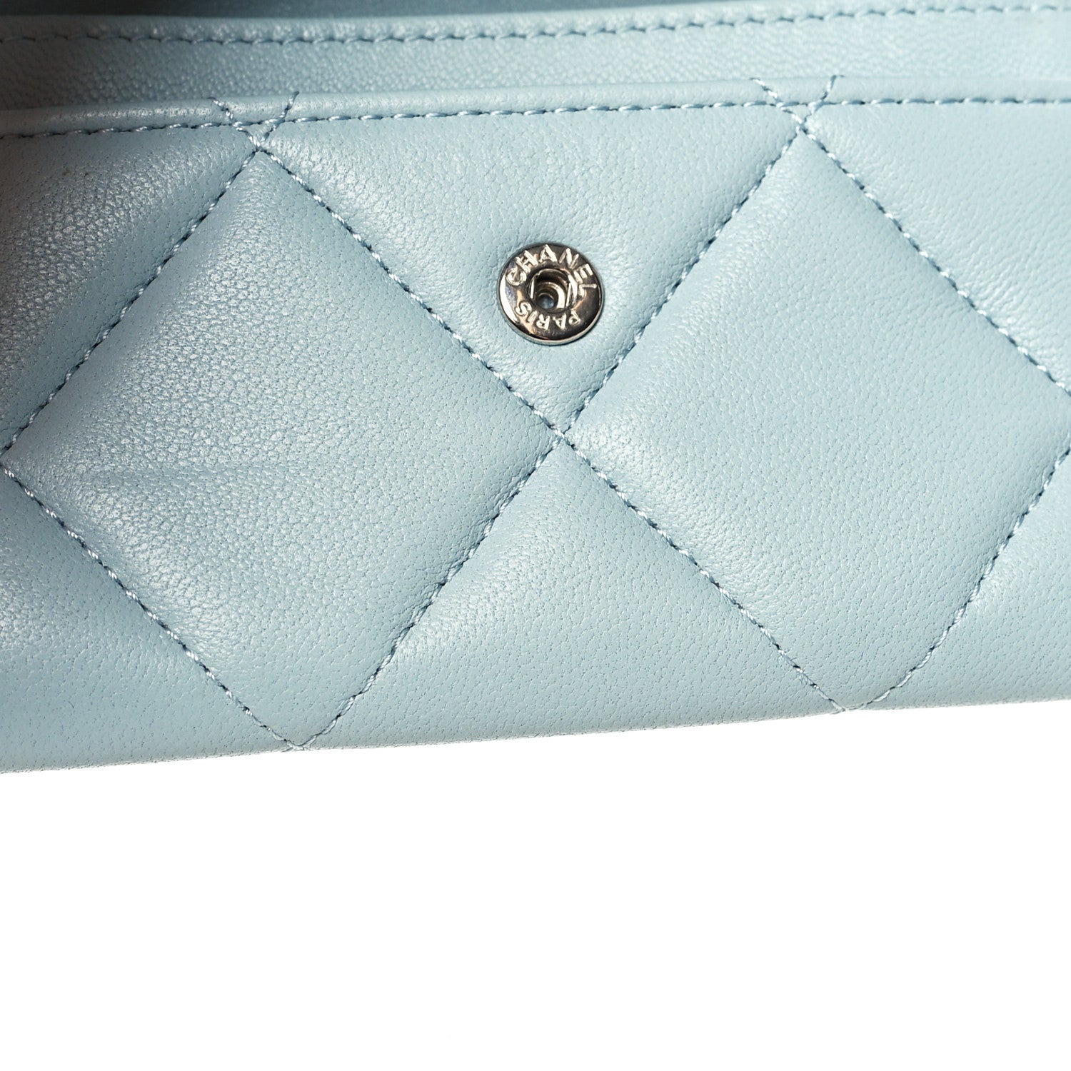 Chanel Lambskin Quilted Chanel 19 Flap Card Holder Light Blue 10 of 10