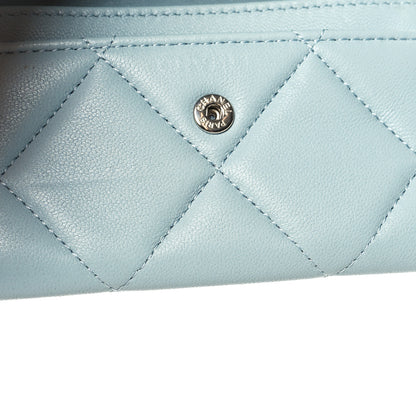 Chanel Lambskin Quilted Chanel 19 Flap Card Holder Light Blue 10 of 10