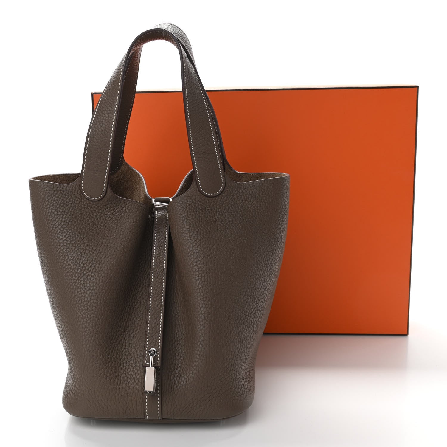 Hermes Taurillon Clemence Picotin Lock 22 MM Etoupe 11 of 11