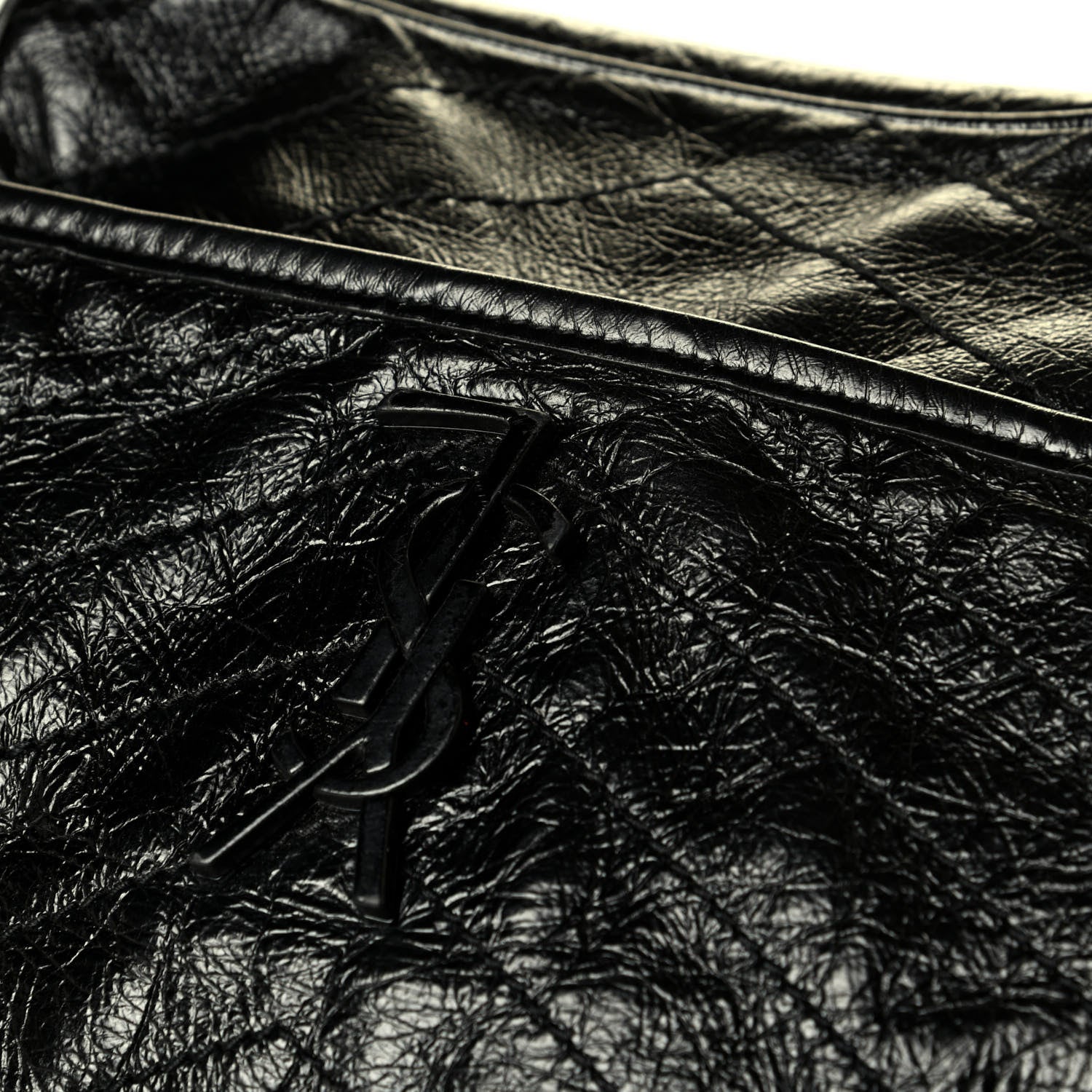 Saint Laurent Crinkled Calfskin Matelasse Monogram Medium Niki Chain Satchel Black 7 of 7
