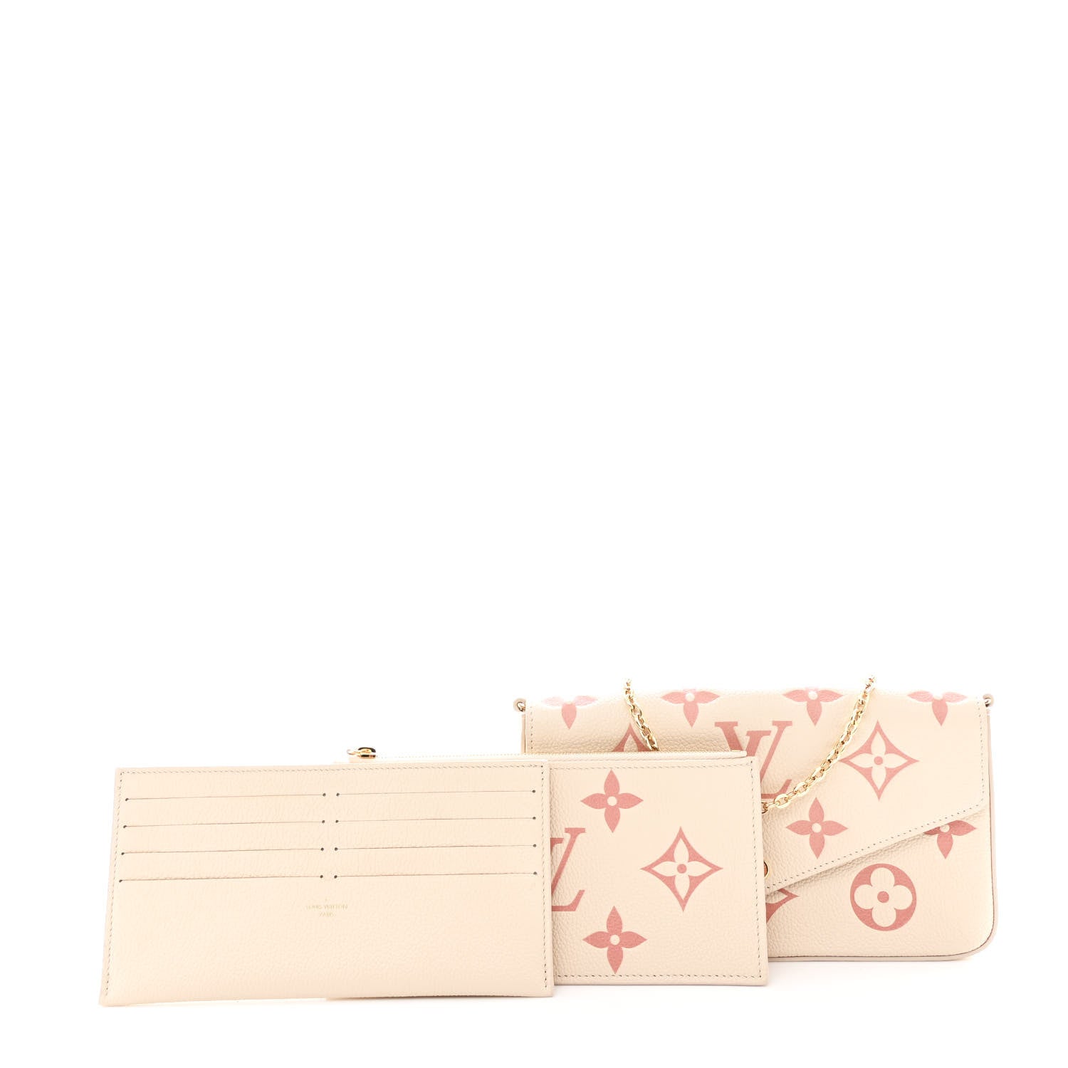 Louis Vuitton Empreinte Monogram Giant By The Pool Felicie Pochette Chain Wallet Creme Rose Trianon 2 of 12