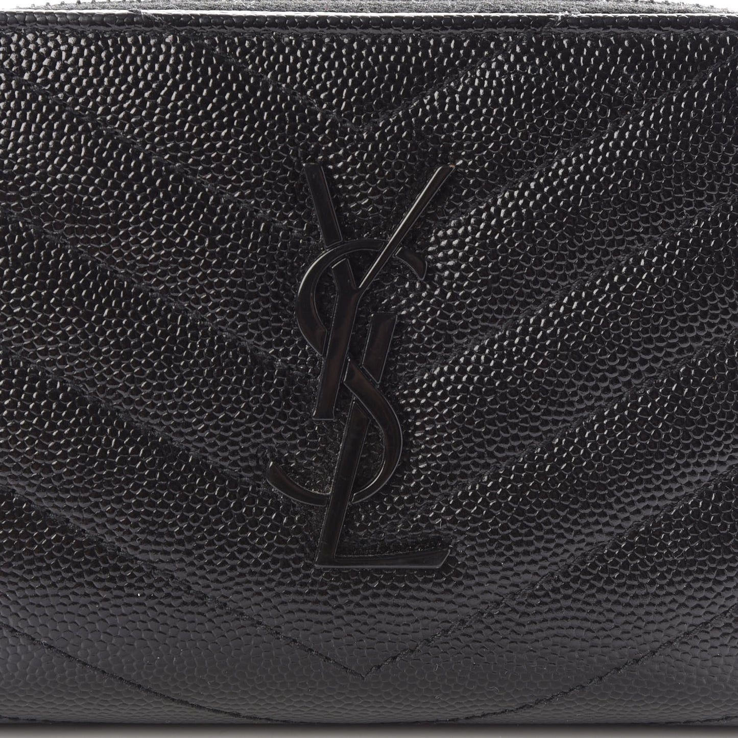 Grain De Poudre Matelasse Chevron Monogram Compact Zip Around Wallet Black