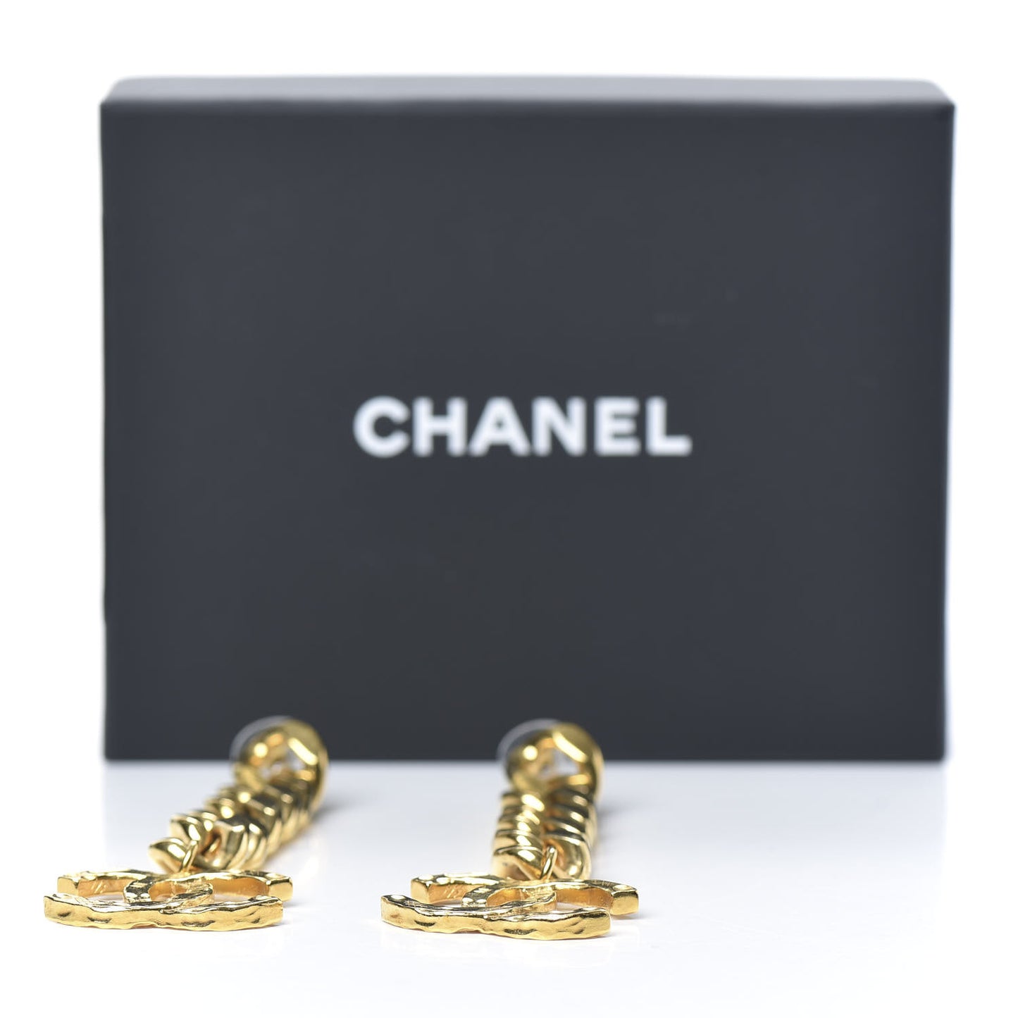 Metal CC Pick Drop Earrings Gold