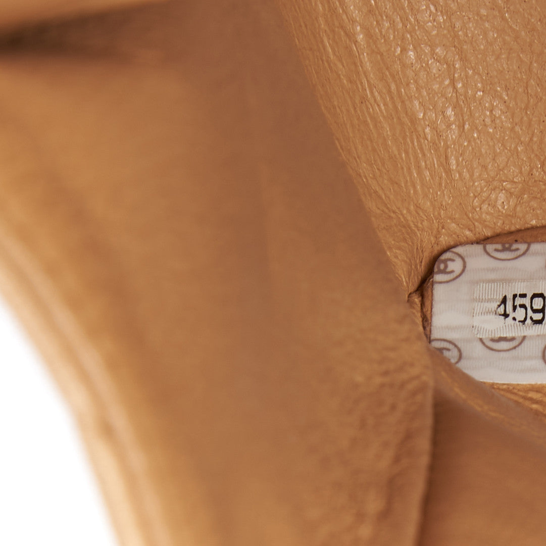 Lambskin Quilted Medium Double Flap Beige