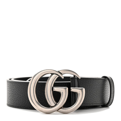 Gucci Textured Dollar Calfskin Nickel Double G 40mm Belt 100 40 Black 1 of 12