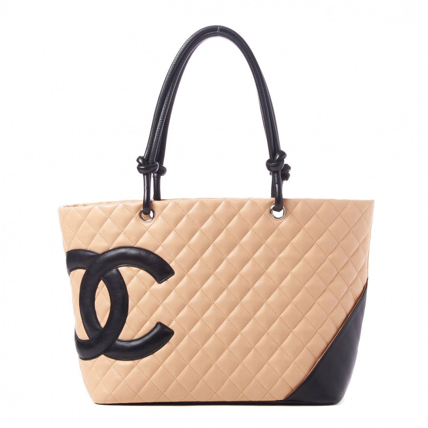 Chanel Calfskin Quilted Large Cambon Tote Beige Black 1 of 9