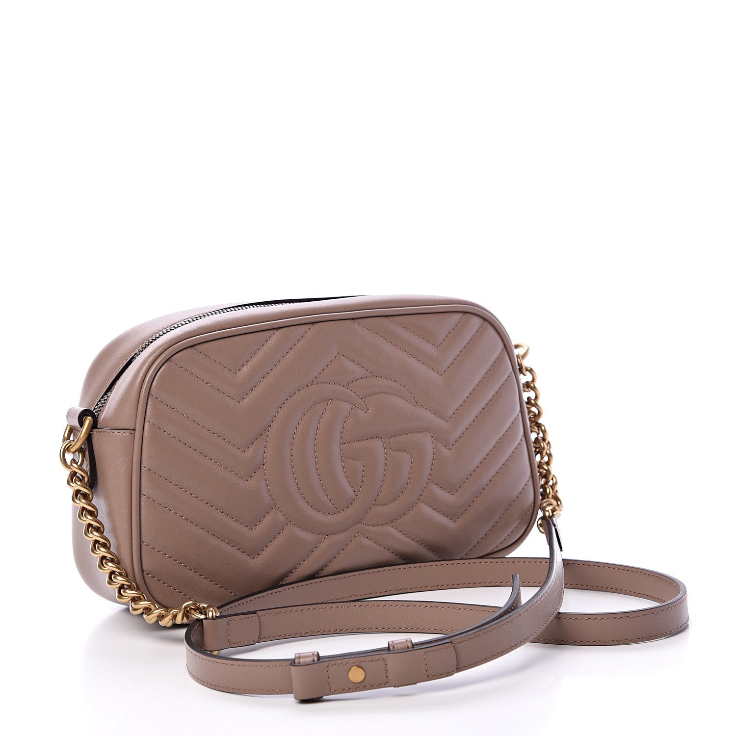 Gucci Calfskin Matelasse Small GG Marmont Chain Shoulder Bag Porcelain Rose 2 of 9