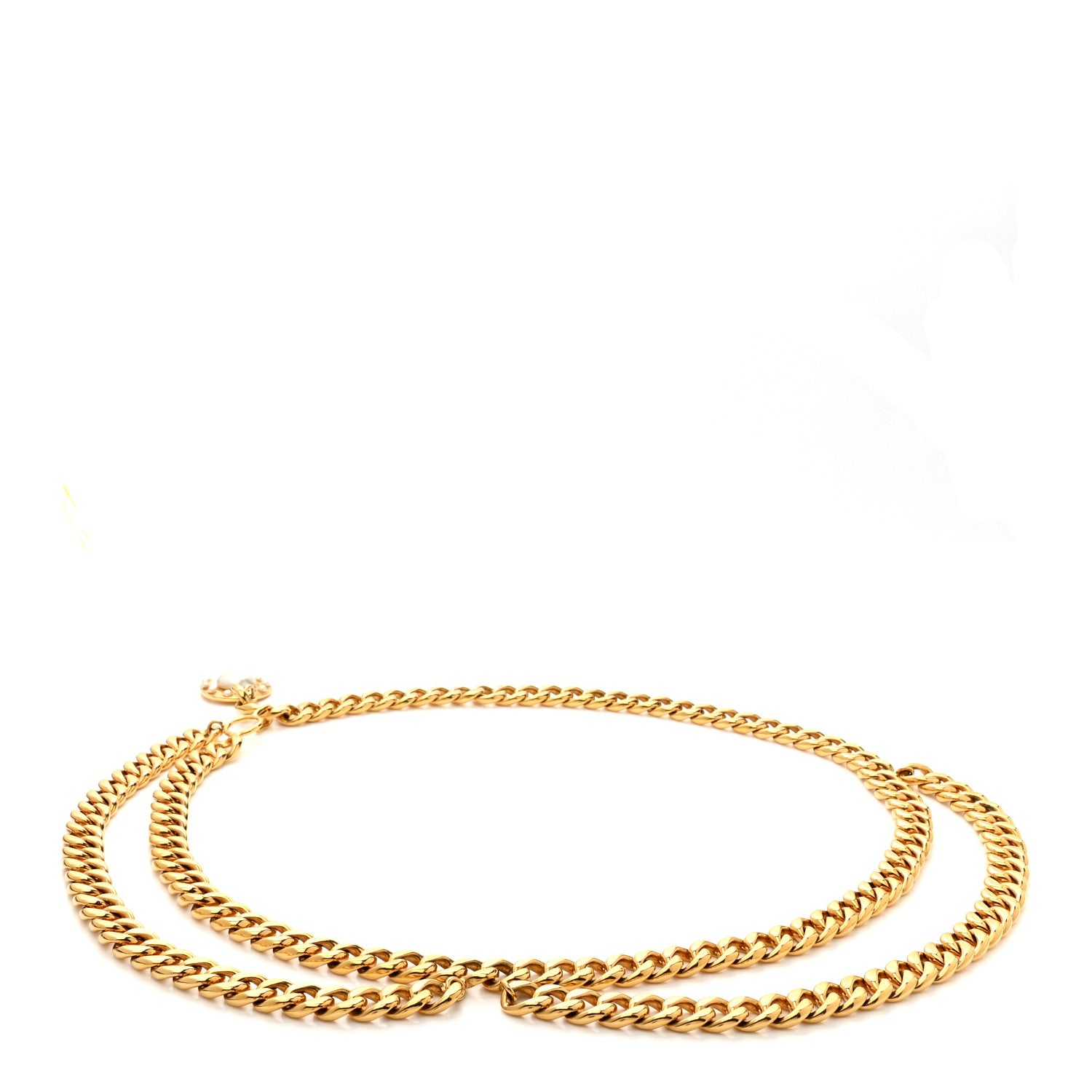 Chanel Metal Chain Pearl Horseshoe Belt Gold Pearly White 2 of 3