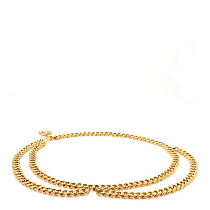Chanel Metal Chain Pearl Horseshoe Belt Gold Pearly White 2 of 3