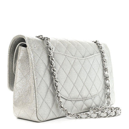 Chanel Glittered Metallic Caviar Quilted Medium Double Flap Silver 3 of 11