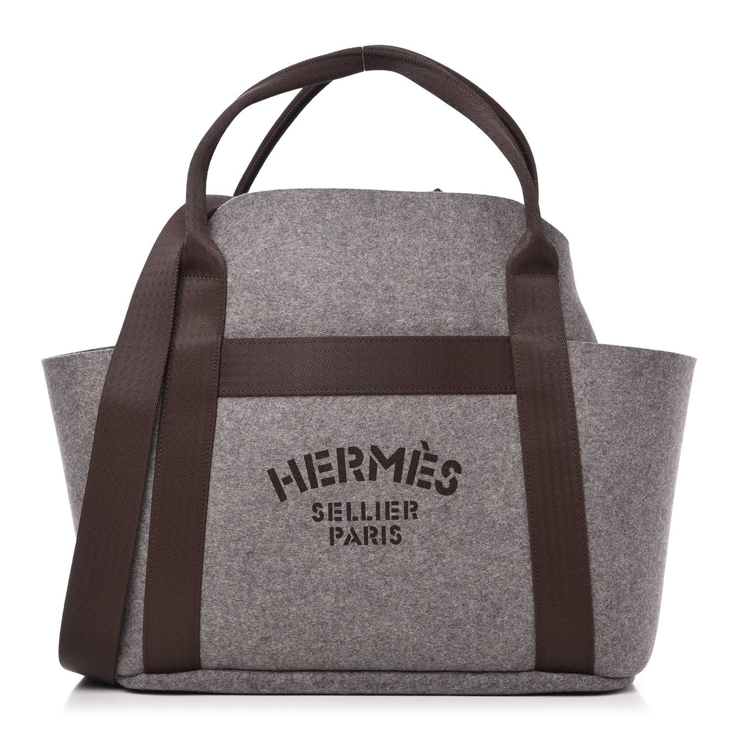 Hermes Felt Sac De Pansage Groom Bag Acier 1 of 13