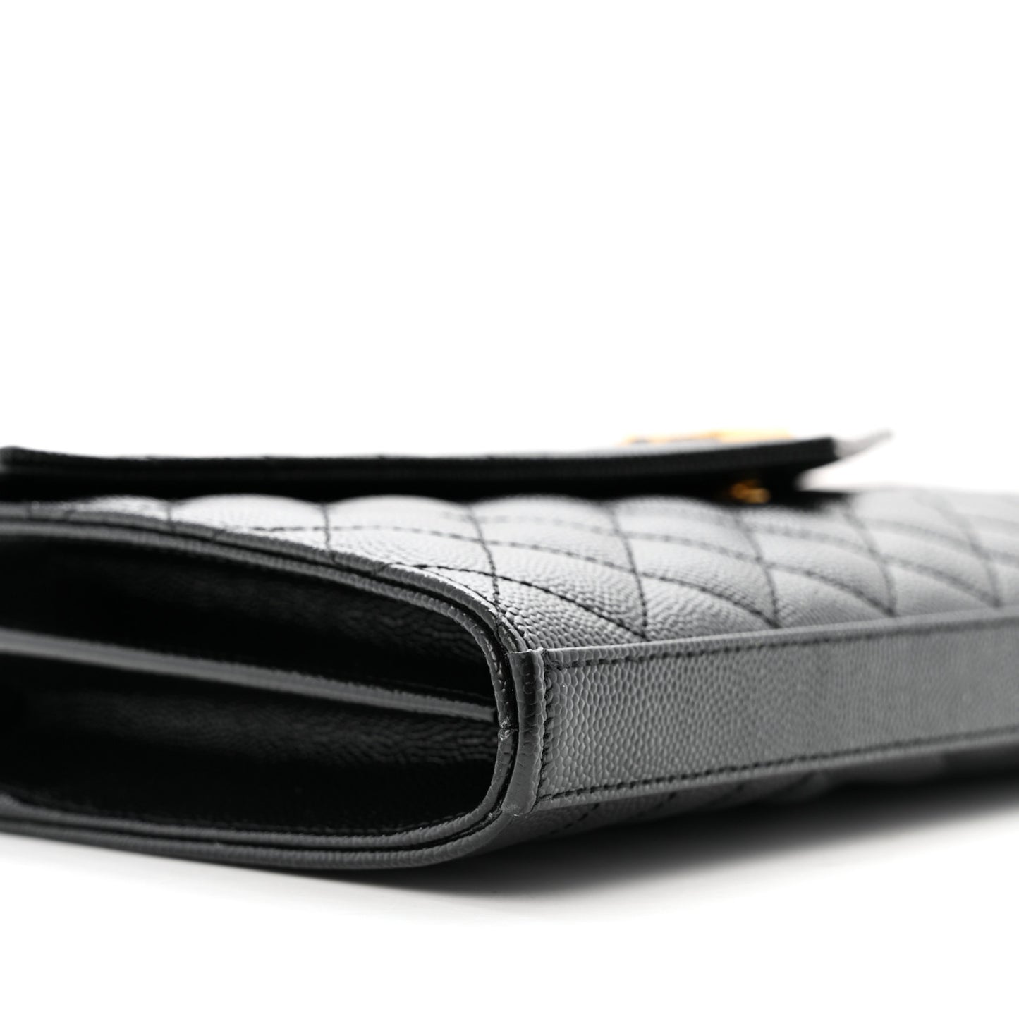 Grain De Poudre Mixed Matelasse Triquilt Monogram Chain Wallet Black