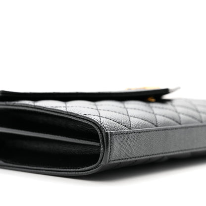Saint Laurent Grain De Poudre Mixed Matelasse Triquilt Monogram Chain Wallet Black 9 of 13